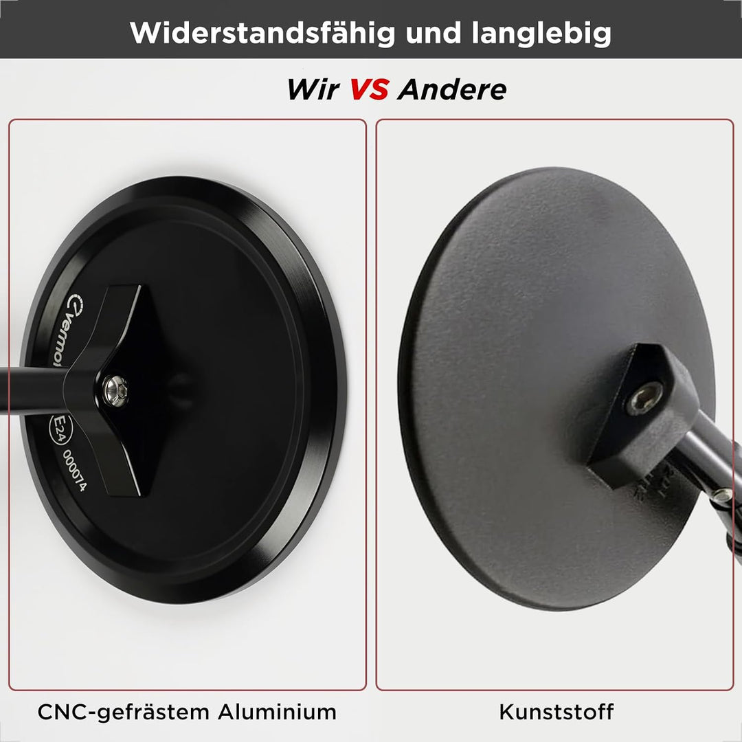 evermotor Unterlenker Spiegel, Motorrad Spiegel E-geprüft, Paar | CNC Aluminium Lenkerendenspiegel,
