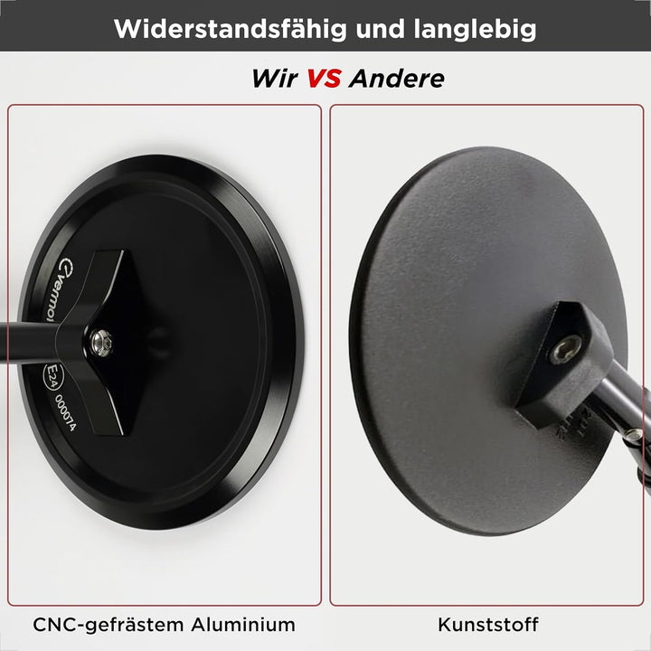 evermotor Unterlenker Spiegel, Motorrad Spiegel E-geprüft, Paar | CNC Aluminium Lenkerendenspiegel,