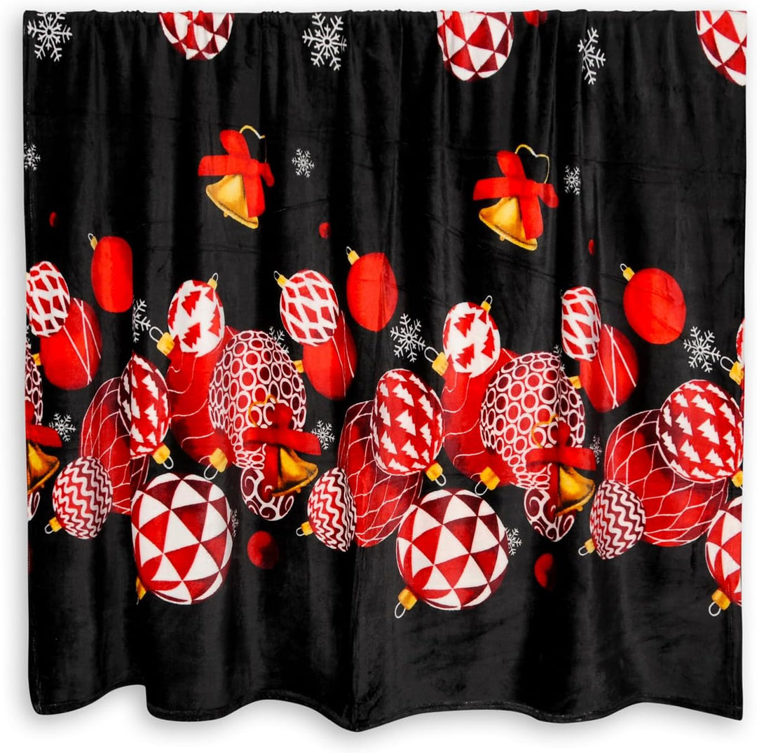 Kuscheldecke Weihnachtsdecke Christbaumkugeln 220x200 cm Christmas Winterdecke flauschig warme Tages