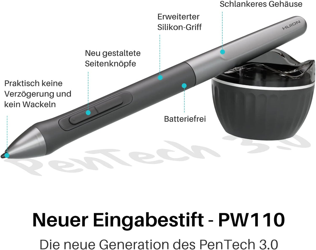 HUION Inspiroy 2 S Grafiktabletts, 6,3 x 3,9 Zoll Tragbares Zeichentablett mit 8192 Stufen batteriel