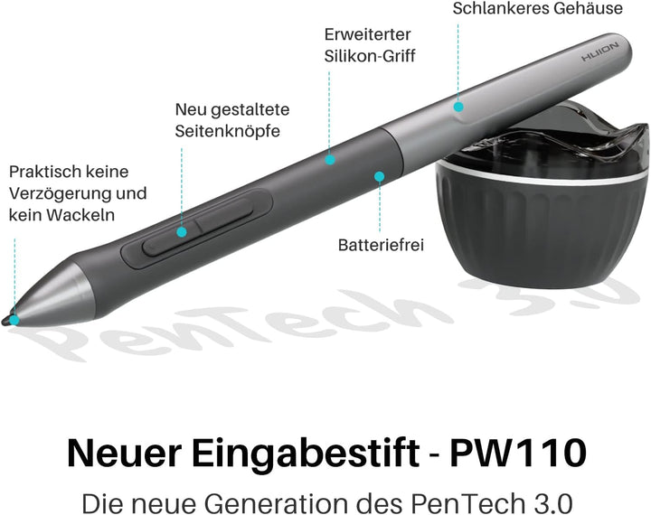 HUION Inspiroy 2 S Grafiktabletts, 6,3 x 3,9 Zoll Tragbares Zeichentablett mit 8192 Stufen batteriel