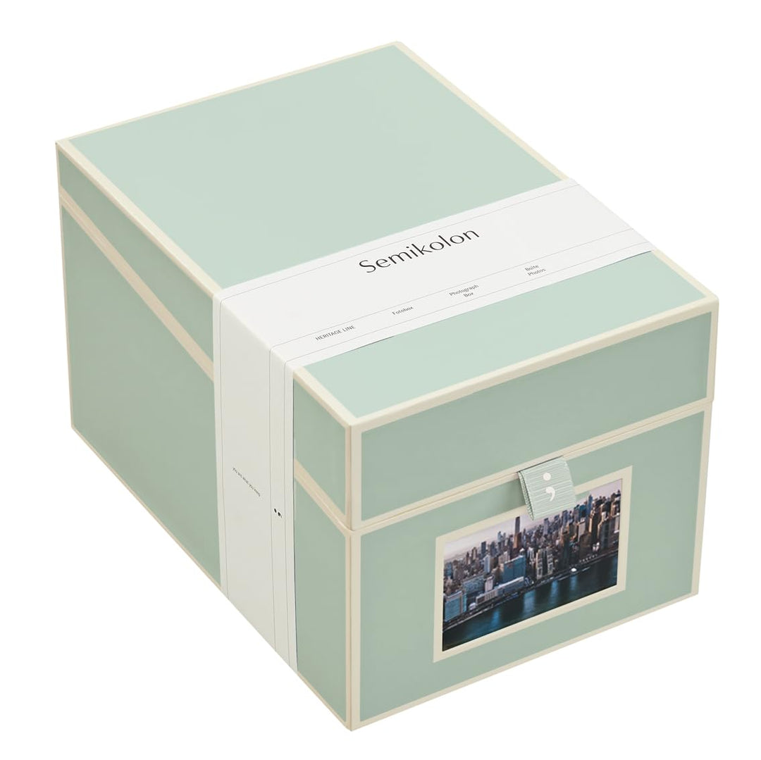 Semikolon 364112 CD- und Fotobox - 17,7 x 15,7 x 25,6 cm - für 10 x 15 cm Fotos - Cover moss pastell