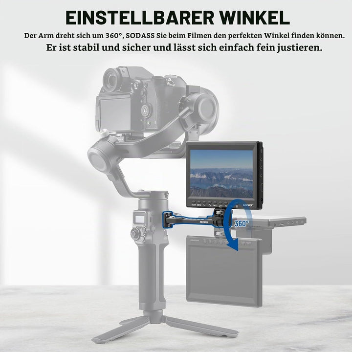 NEEWER Verstellbare Feldmonitorhalterung, 360° drehbare Kameramonitorhalterung mit 1/4" Gewinde, Kom
