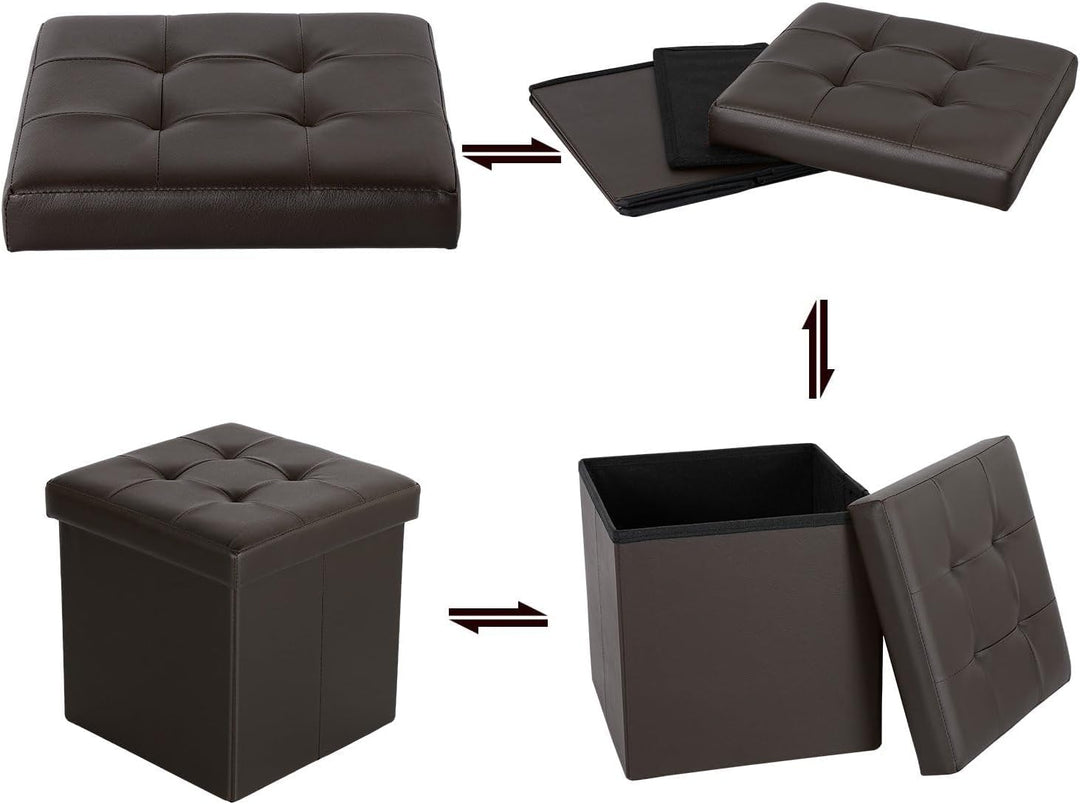 Bonlife Faltbarer Sitzhocker Hocker Mit Stauraum, Aufbewahrungsbox mit Stauraum, Kunstleder Fusshock