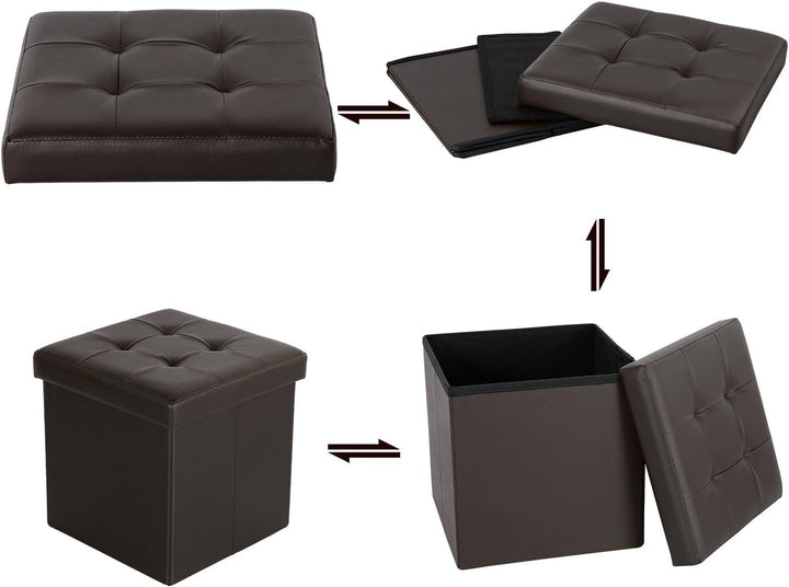 Bonlife Faltbarer Sitzhocker Hocker Mit Stauraum, Aufbewahrungsbox mit Stauraum, Kunstleder Fusshock
