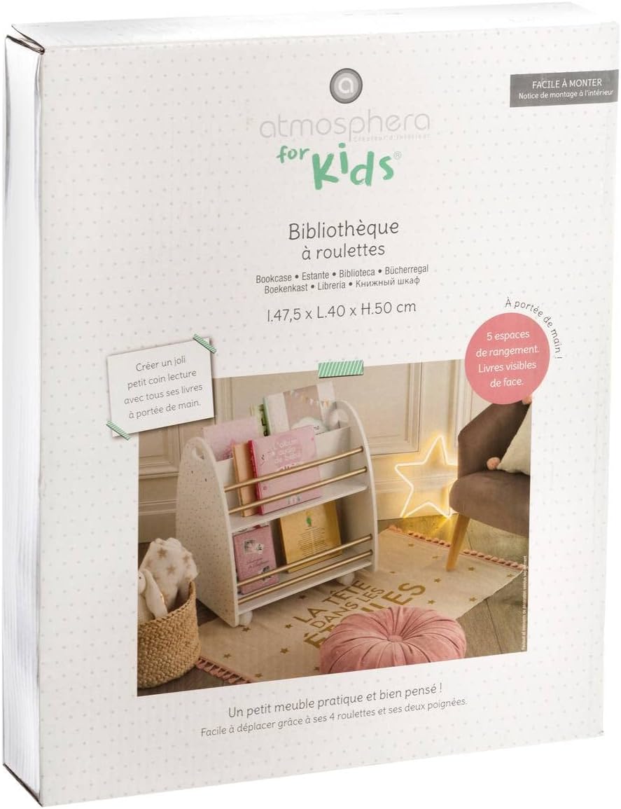 Kinderbücherregal weiss/golden - Weiss - Atmosphera créateur d'intérieur L. 47,5 x l. 40 x H. 50 cm