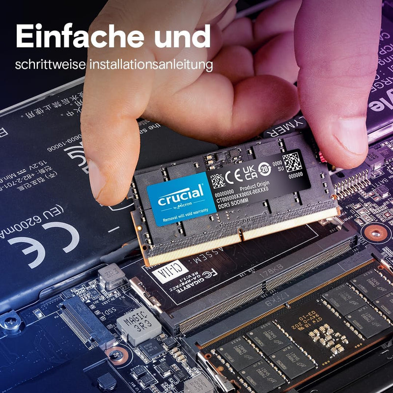 Crucial RAM 32GB DDR5 5200MHz (oder 4800MHz) Laptop-Speicher CT32G52C42S5 32GB 5200MHz, 32GB 5200MHz