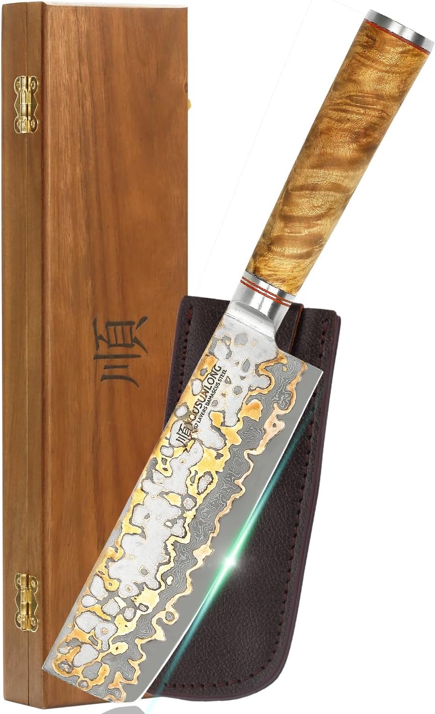 YOUSUNLONG Nakiri Messer asiatische Gemüsemesser 175mm - Ultra Sharp -japanische handgefertigte Kupf