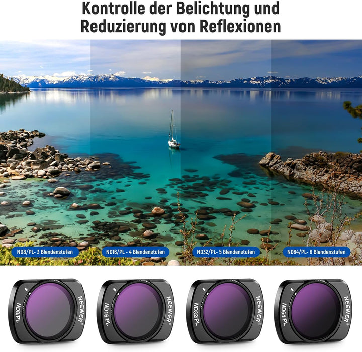 NEEWER Magnetisches ND Filter Set, kompatibel mit DJI Osmo Pocket 3 Creator Combo Zubehör, 4er Pack,