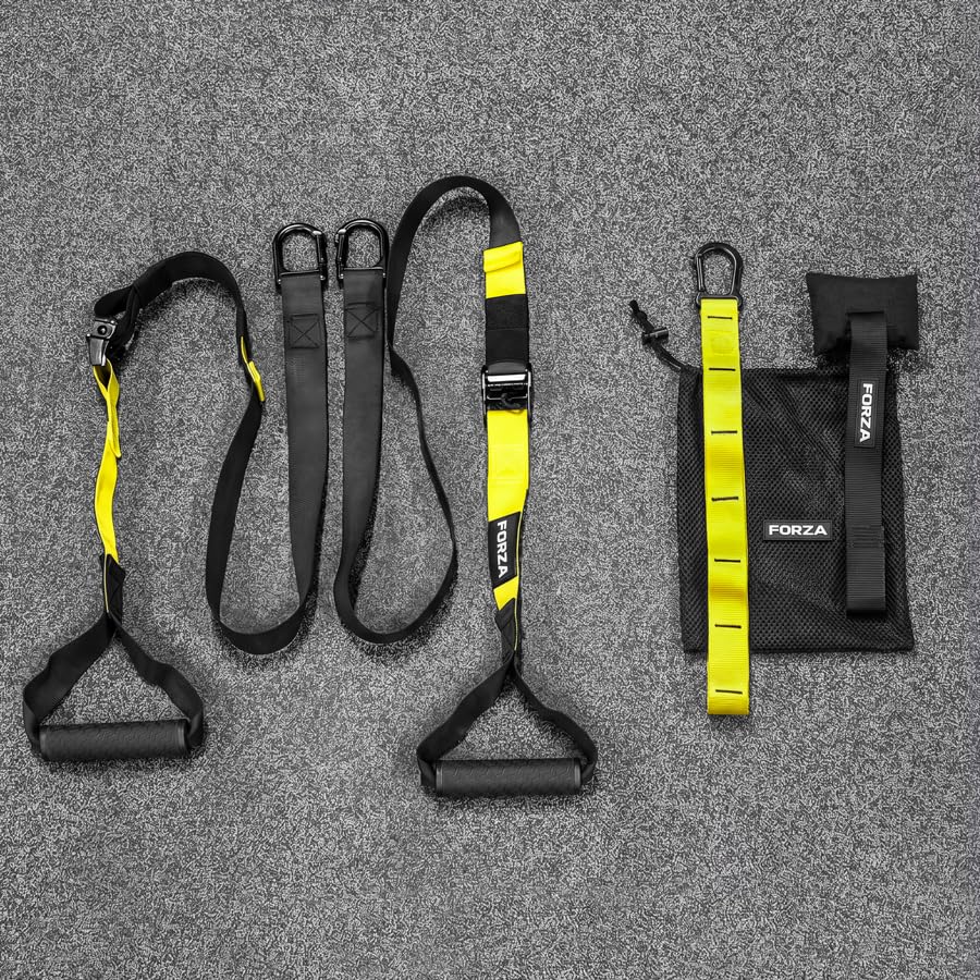 FORZA Suspension-Trainingsgurte | Verstellbarer Widerstandstrainer für Körpergewicht mit Türanker, E