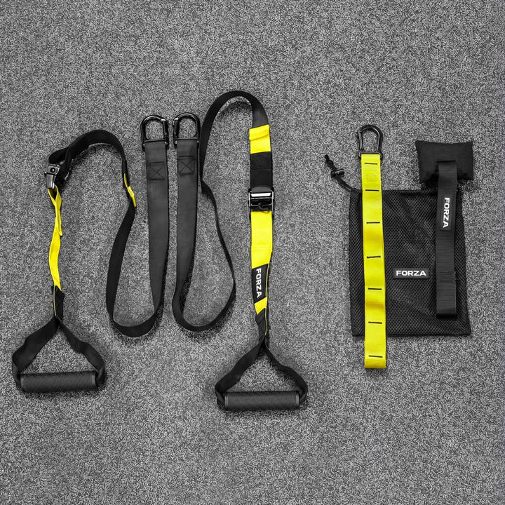 FORZA Suspension-Trainingsgurte | Verstellbarer Widerstandstrainer für Körpergewicht mit Türanker, E