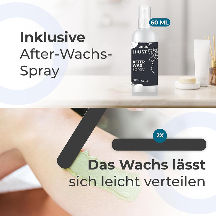 Wachswärmer-Set Schwarz mit 400g Wachsperlen & viel Zubehör, inkl. After-Wachs-Spray, Wachsset Waxin