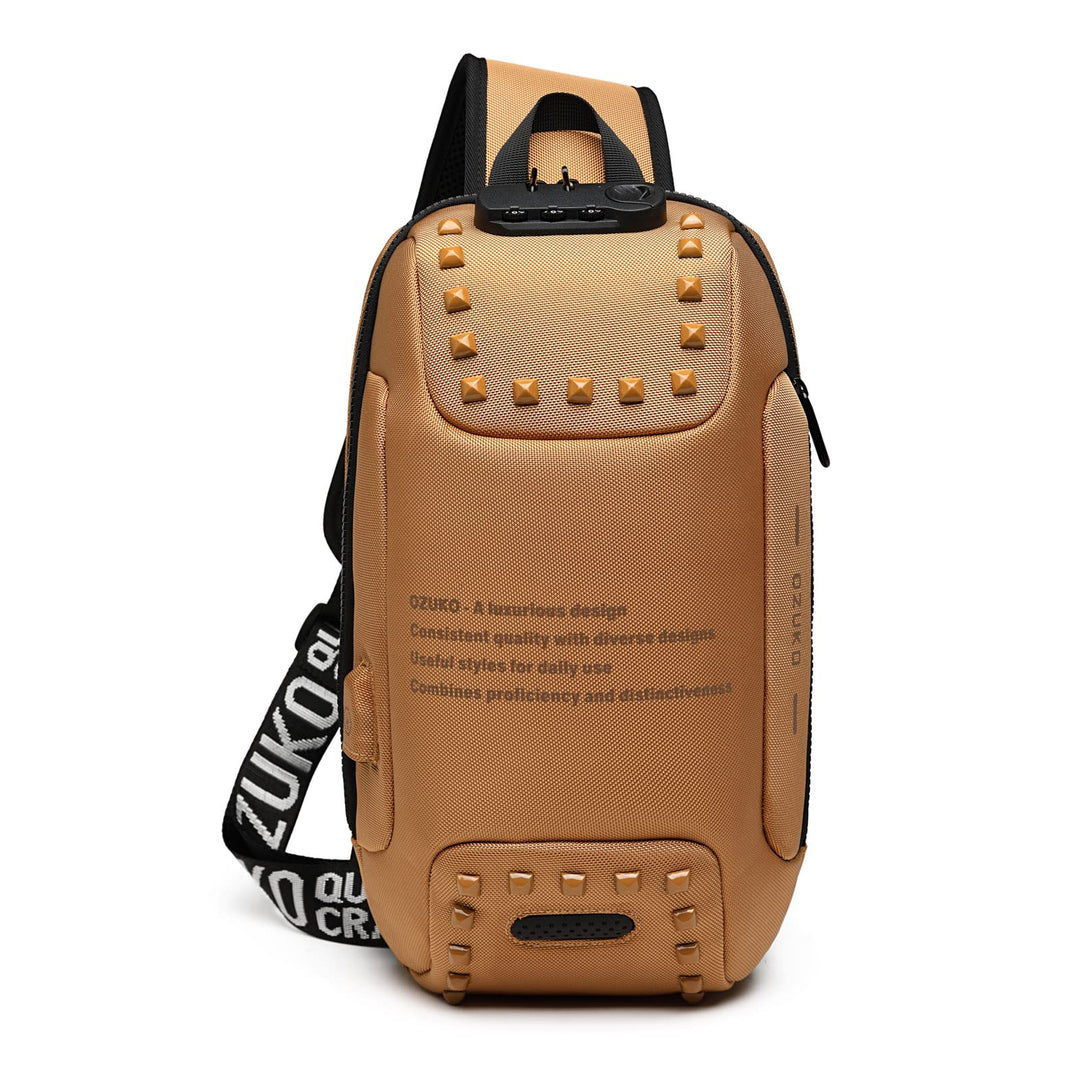 FANDARE Brusttasche Sling Bag Sling Rucksack Schultertasche mit USB-Ladeanschluss Passwortschutz Cro