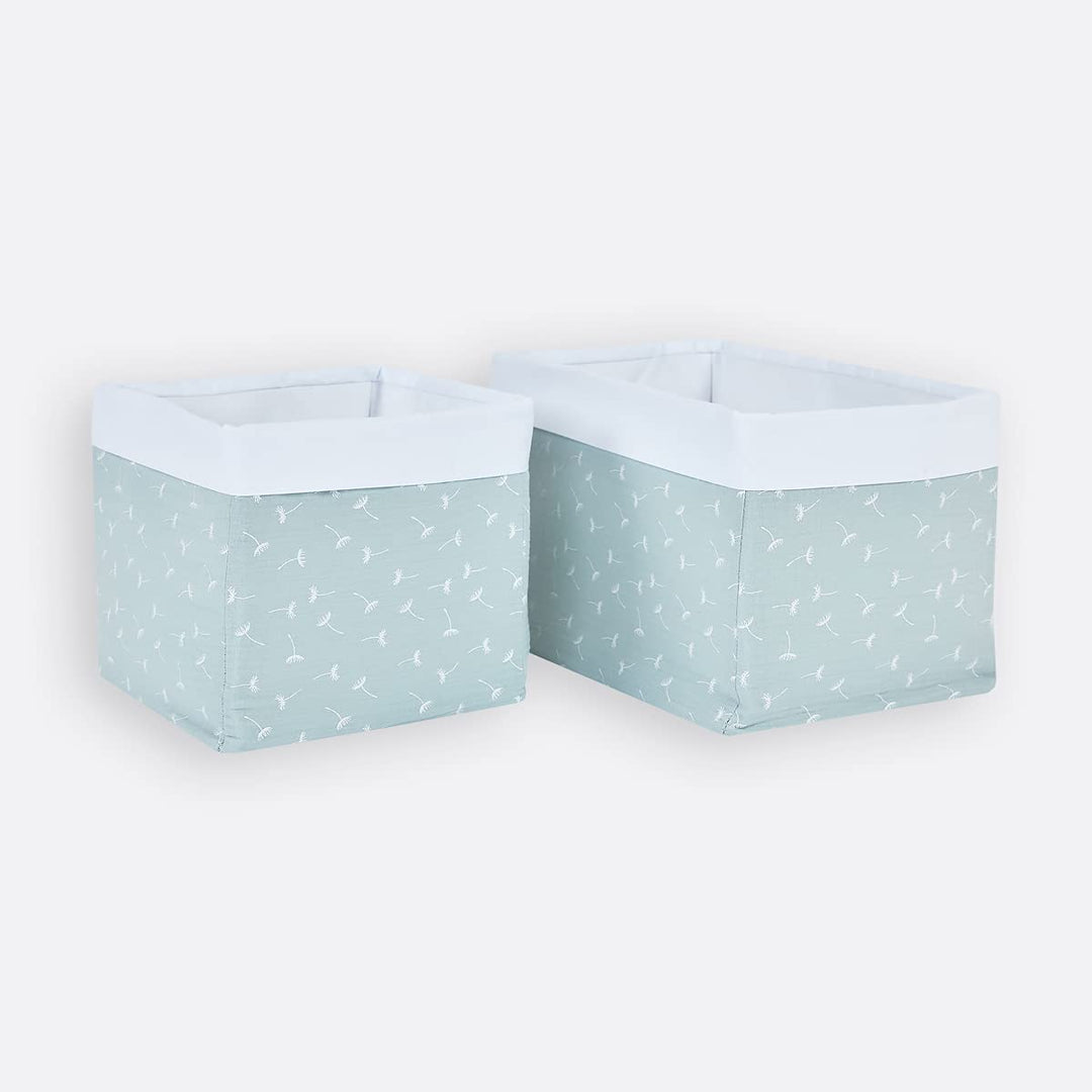 KraftKids Stoff-Körbchen in Musselin mint Pusteblumen, Aufbewahrungskorb für Kinderzimmer, Aufbewahr