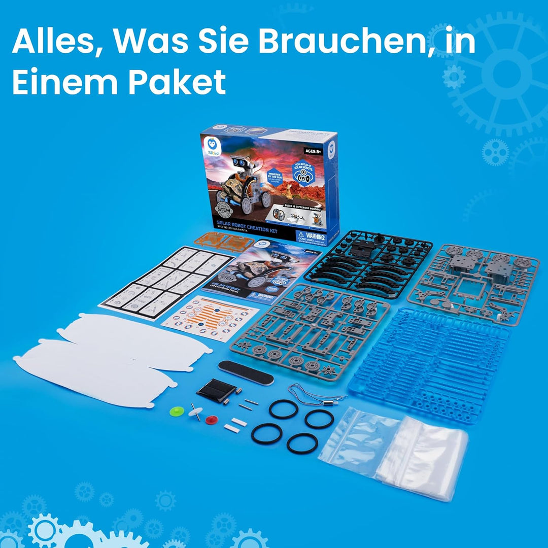 Sillbird Solar Roboter Kinder Spielzeug, 12-in-1 STEM Konstruktion Bauset, 190 Stücke Lernspielzeug
