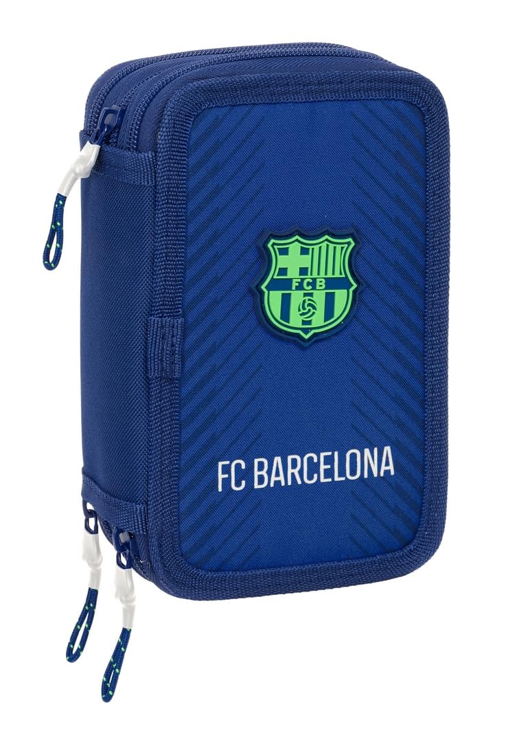 safta FC Barcelona Navy Blue Schulmäppchen mit 37 nützlichen Utensilien, Federmäppchen für Kinder, i