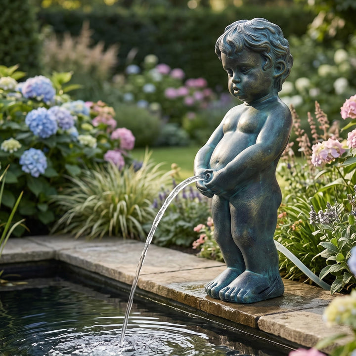 Arnusa Solar Wasserspeier – Teichfigur mit Solarpumpe & Wasserspiel – Gartendeko aus Polyresin in Ku