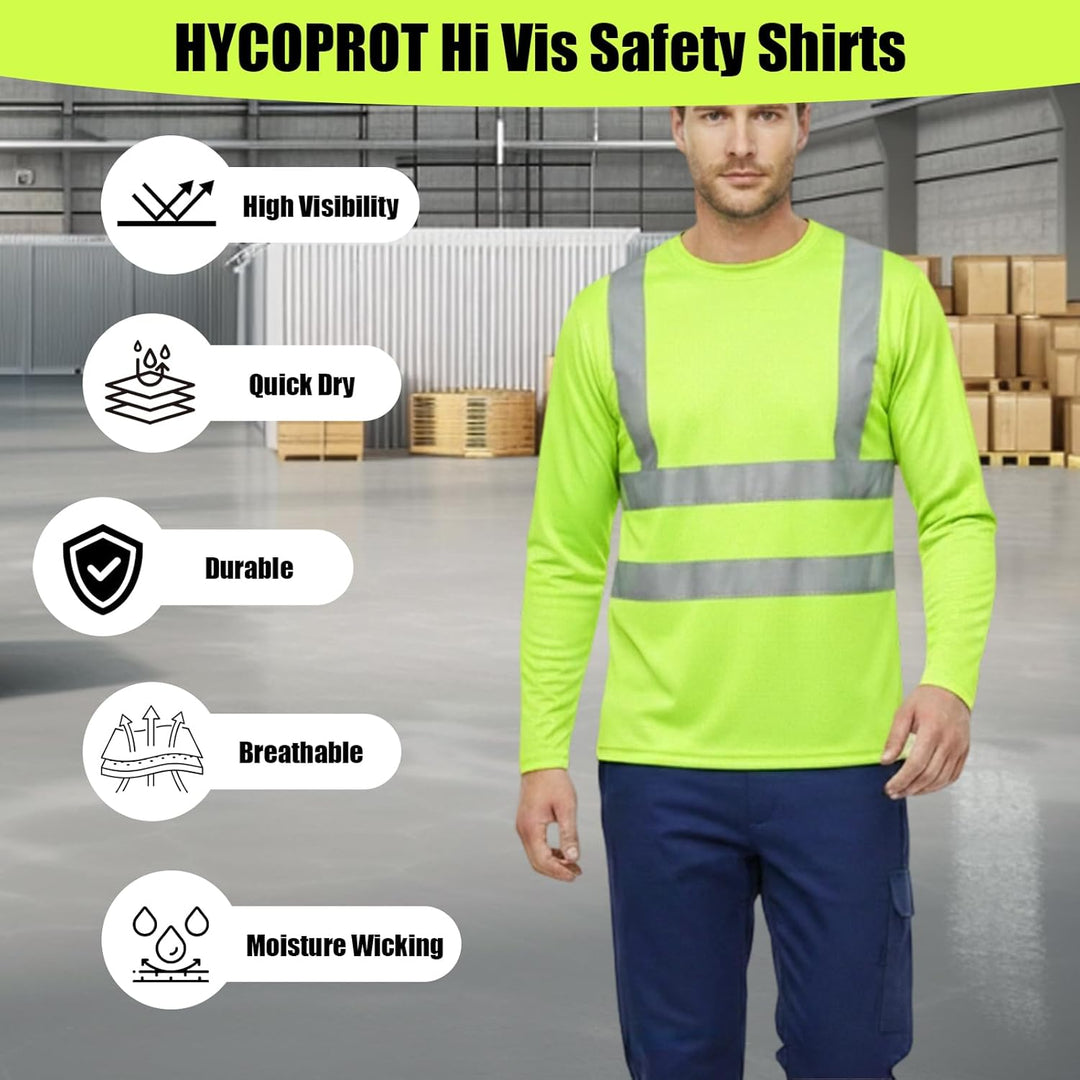 HYCOPROT Warnschutz T-Shirt Warnweste Reflektierend Warnweste Atmungsaktiv Leicht Kurzarmshirt Kurza