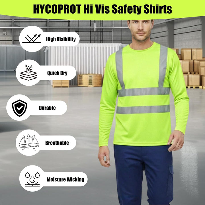 HYCOPROT Warnschutz T-Shirt Warnweste Reflektierend Warnweste Atmungsaktiv Leicht Kurzarmshirt Kurza