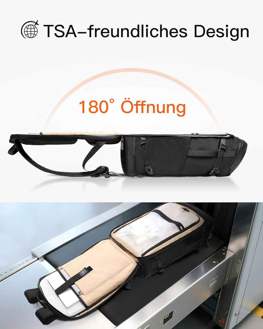 Inateck Reiserucksack Rucksack 40L, TSA Freundlich Gross Spritzwassergeschützt Handgepäck Travel Bac
