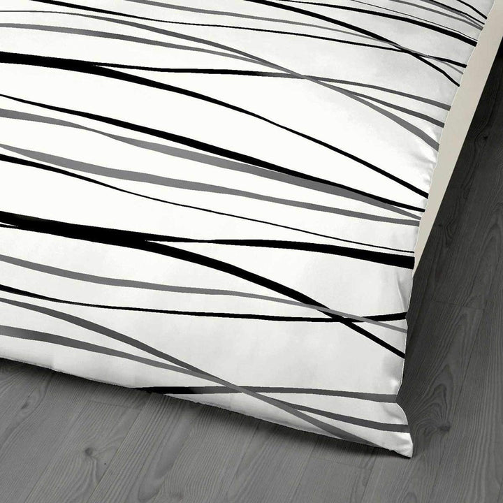 G Bettwarenshop Biber Bettwäsche Motion schwarz 1 Bettbezug 155 x 220 cm + 1 Kissenbezug 80 x 80 cm,