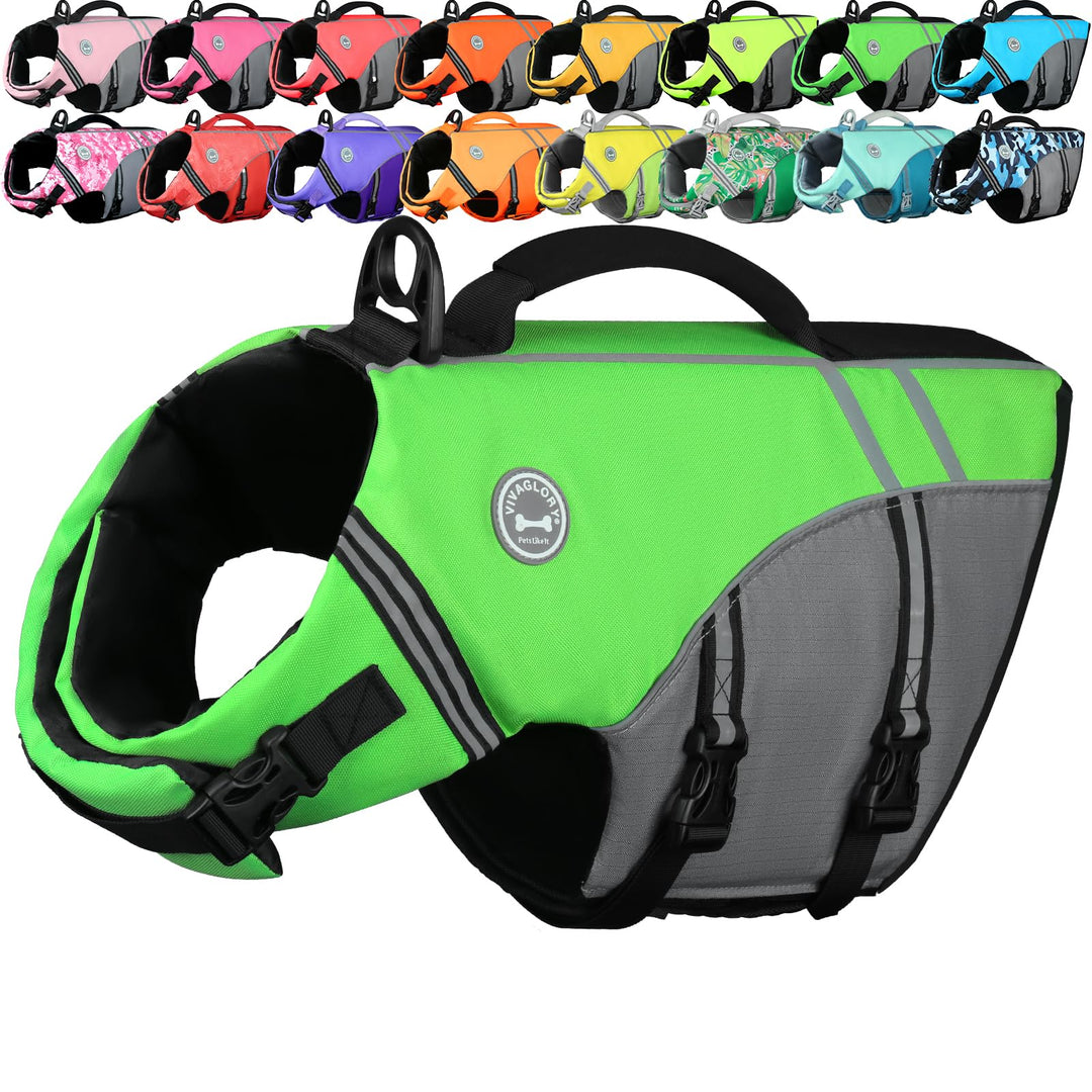 VIVAGLORY Sportstil Schwimmweste für Hunde mit Hervorragendem Auftrieb, Einstellbar & Langlebig Schw