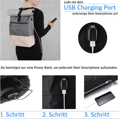 Ela Mo’s Rucksack Damen | Schön und Durchdacht | für Uni Reisen Freizeit Job | mit Laptopfach & Anti