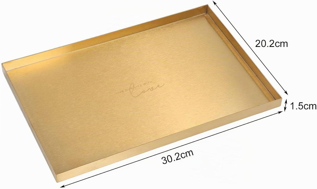 Nikou Modernes Metall-Goldplatten-Rechteck-Aufbewahrungstablett Kosmetik-Schmuck-Display-Edelstahl-T