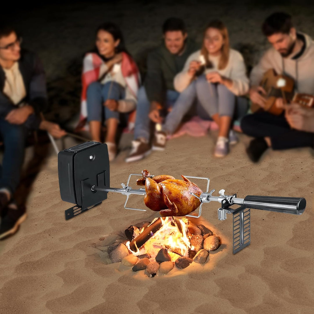 Elektrischer Edelstahl-Grillspiess, Grillspiess für den Hausgebrauch, mit um 360° Verstellbarer Dreh