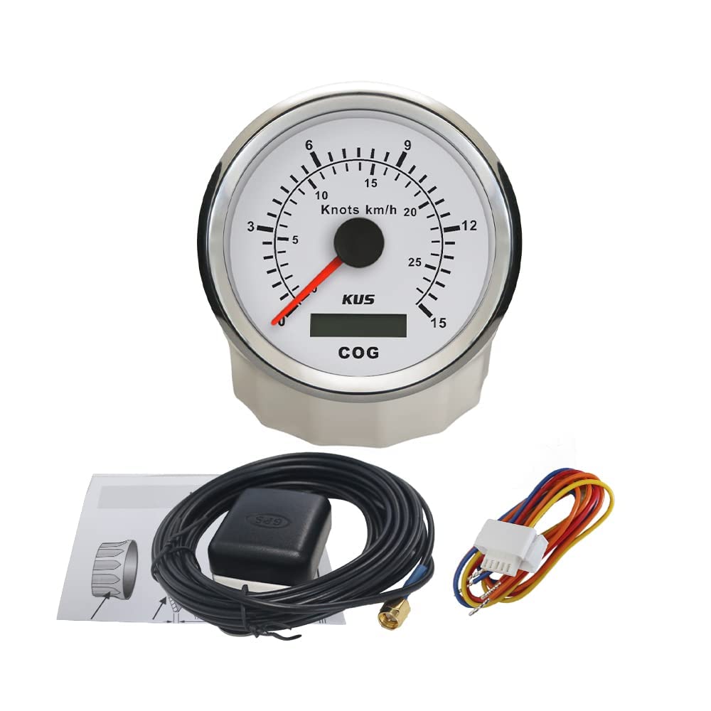 KUS GPS Tachometer Geschwindigkeitsmesser 15Knots 28KM/H Für Boot Yachten 85mm Mit Hintergrundbeleuc