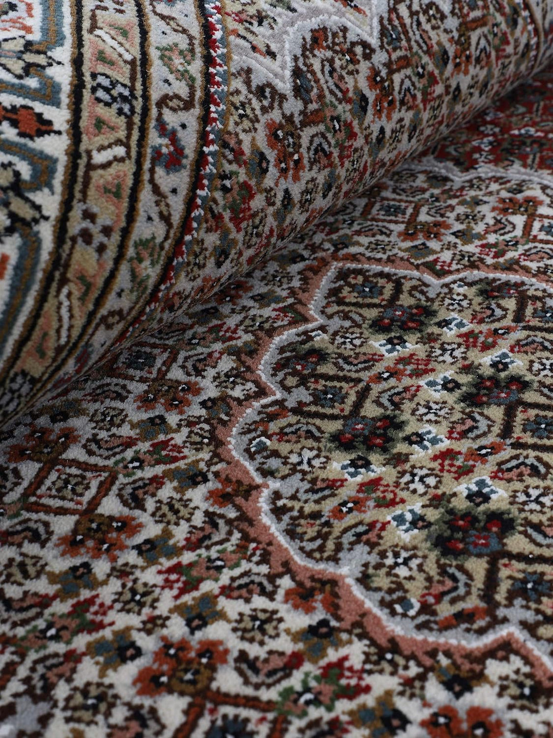 carpetfine Tabriz Mahi Teppich Rot 60x90 cm | Handgeknüpfter Teppich für Wohn- und Schlafzimmer 60x9