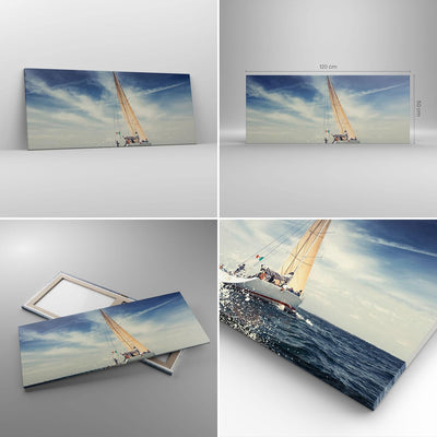 Wandbilder Dekoration Wohnzimmer Segeln Yacht Reise Panorama Bilder auf Leinwand 120x50cm Leinwandbi