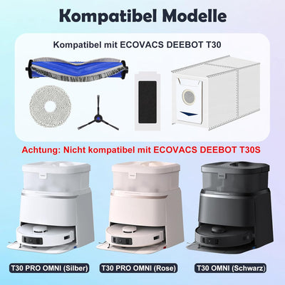 T30 Zubehör Ersatz Kompatibel für ECOVACS DEEBOT T30 PRO OMNI / T30 OMNI Saugroboter, 1 Hauptbürste,