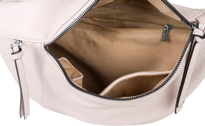 styleBREAKER Damen Halbmond Crossbody Schultertaschen Set 3-Teilig, Schultergurt mit Muster, Schlüss