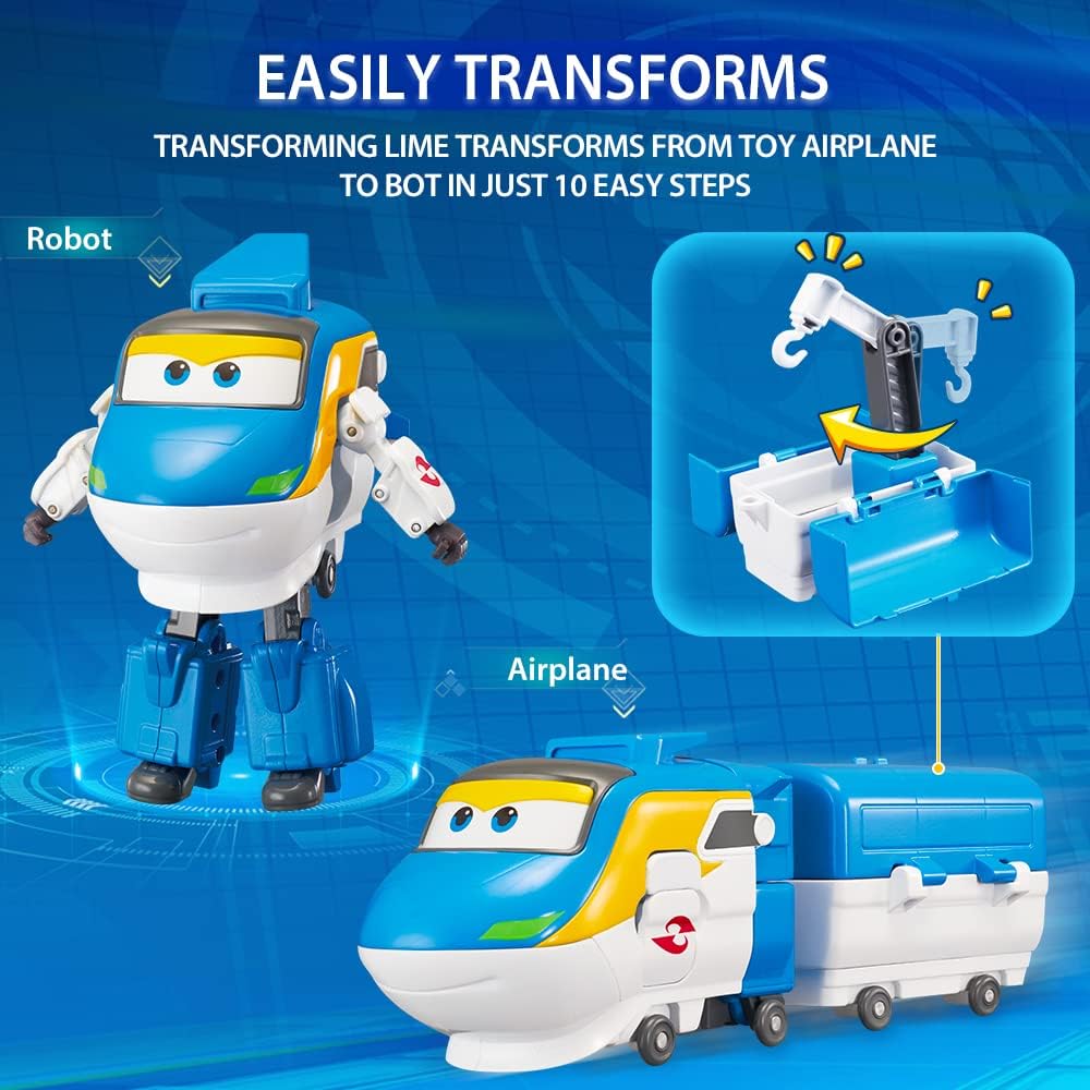 Super Wings Transforming Flugzeug Tony, ca. 12,7 cm grosse, verwandelbares Spielzeug Flugzeug und Ro