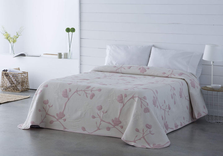 VIALMAN Leichte Tagesdecke Sofia 20 für Einzelbett, 105 cm, Polyester Baumwolle, Rosa, Cama 180 y 20