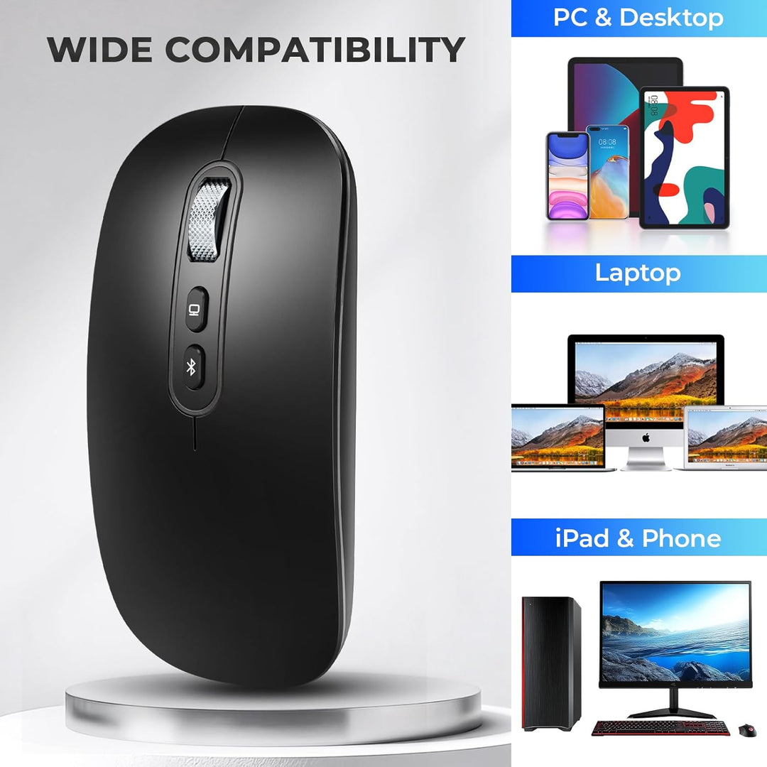 PINKCAT Maus Kabellose USB C, Wiederaufladbare Dual-Modus Mouse(Bluetooth5.1+USB C), Leise Bluetooth