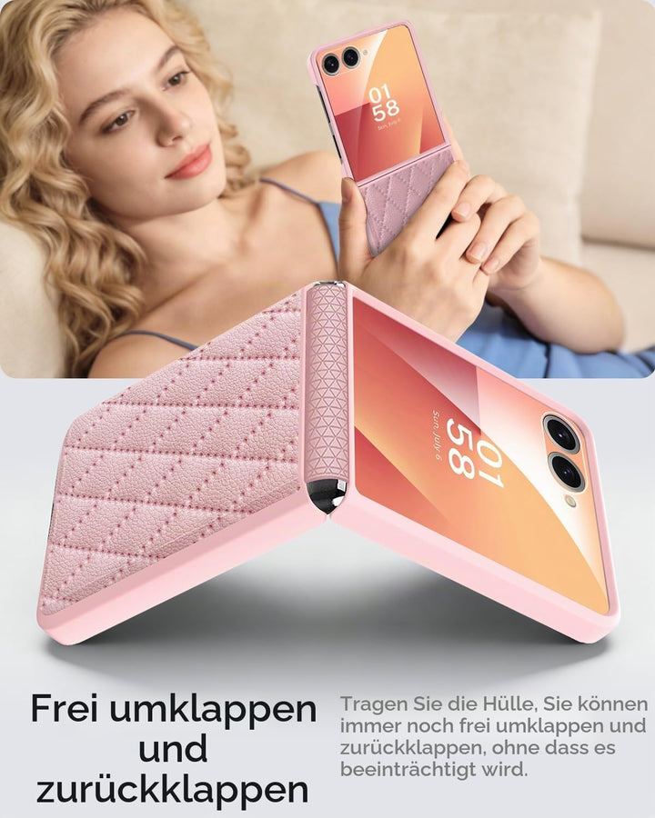 Miimall Kompatibel mit Samsung Galaxy Z Flip 7 Hülle mit Displayschutz &amp; Weich Scharnierschutz, [Ele