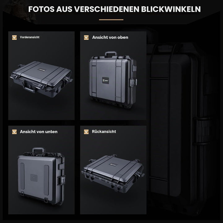 Lykus HC-4610 Wasserdicht Koffer mit Schaumstoff, Innengrösse 46x36x13 cm, geeignet für Kamera, Lapt