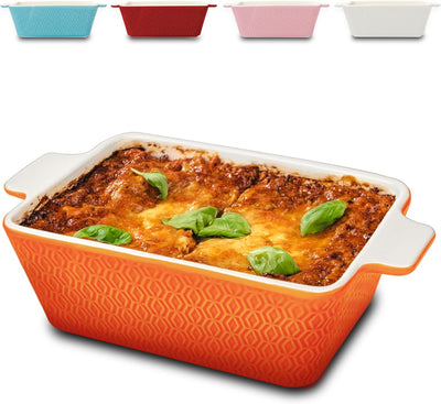 Auflaufform aus Keramik für 2 Personen - Für Lasagne, Tiramisu & Auflauf - Extra Hoher Rand - Eckig