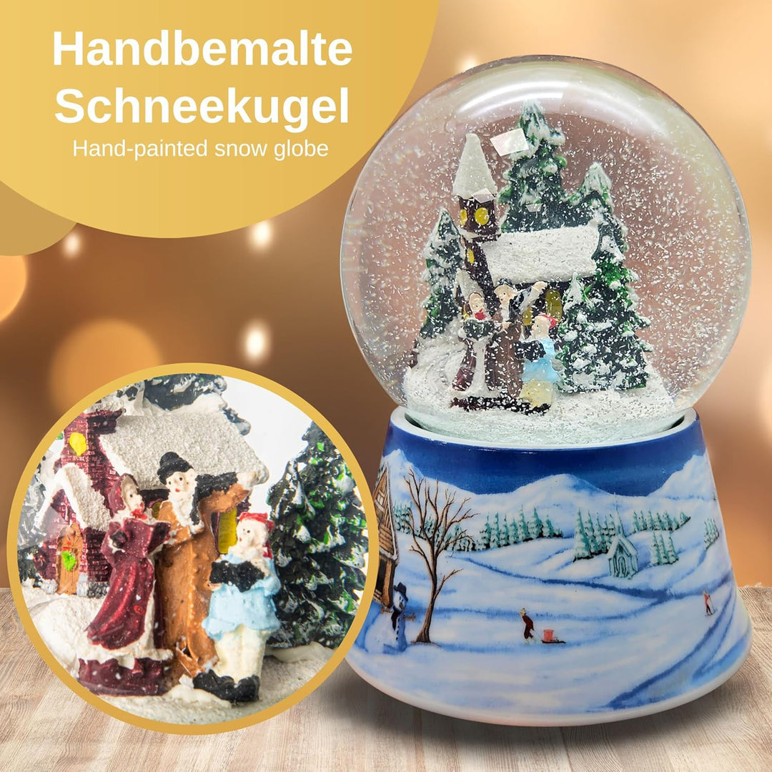 Schneekugel Weihnachtsspaziergang * auf Sockel nostalgische Winterlandschaft Häuser Weihnachten Wint