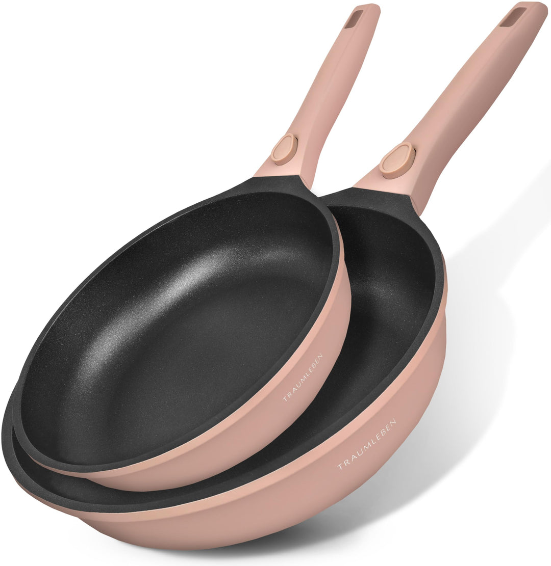 NEU Pfannenset 2-teilig 24, 28 cm mit abnehmbarem Griff, Antihaftbeschichtung, PFOA frei, für Indukt
