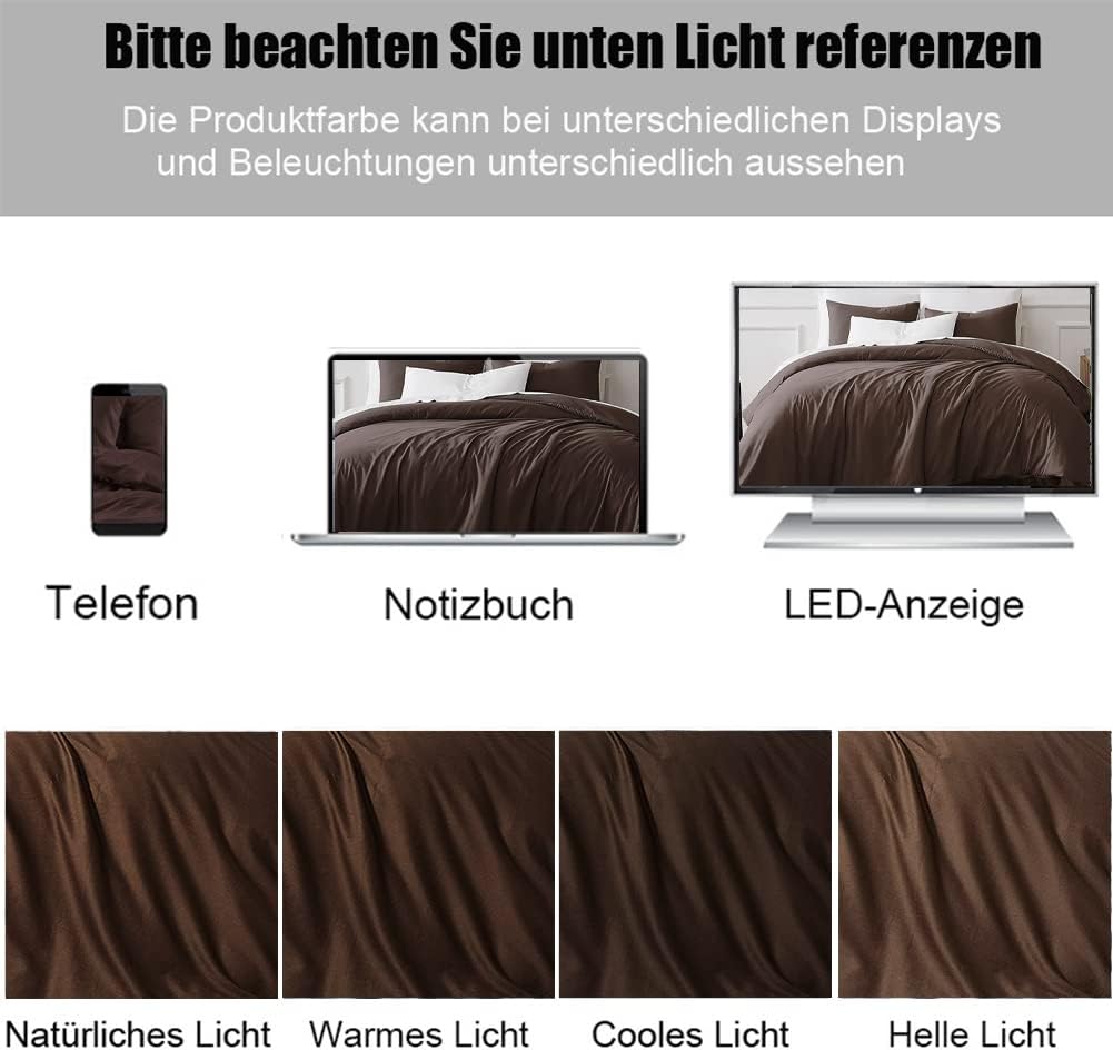 Kissenbezug 80x80 2er Set - Kopfkissenbezug 80 x 80 Braun 100% Mikrofaser bügelfrei &amp; knitterfrei mi