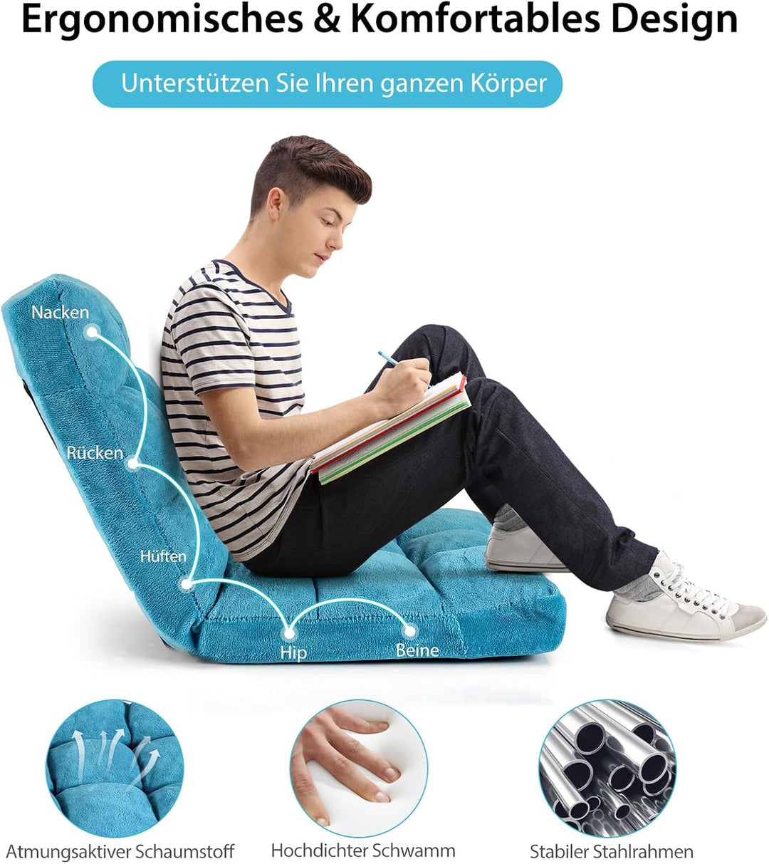 GOPLUS Bodenstuhl, Bodensofa mit Rückenlehne, Bodensessel mit Schlaffunktion, Floor Chair, Lazy Sofa