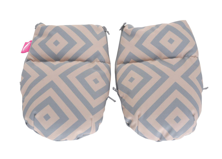 1 Paar Handwärmer Muffs für Kinderwagen - aus Softshell (Quadrate apricot), Quadrate apricot