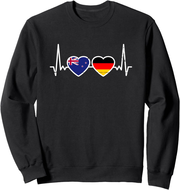 Neuseeland Deutschland Herzschlag Flagge Neuseeländer Sweatshirt