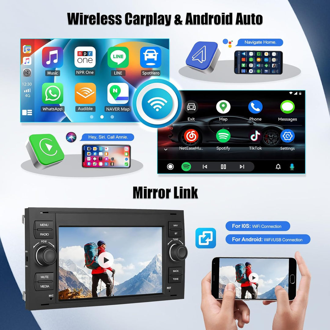 SIXWIN 2GB+64GB Android 13 Autoradio für Ford Fiesta C/S-MAX Transit Galaxy Connect Mondeo mit Carpl