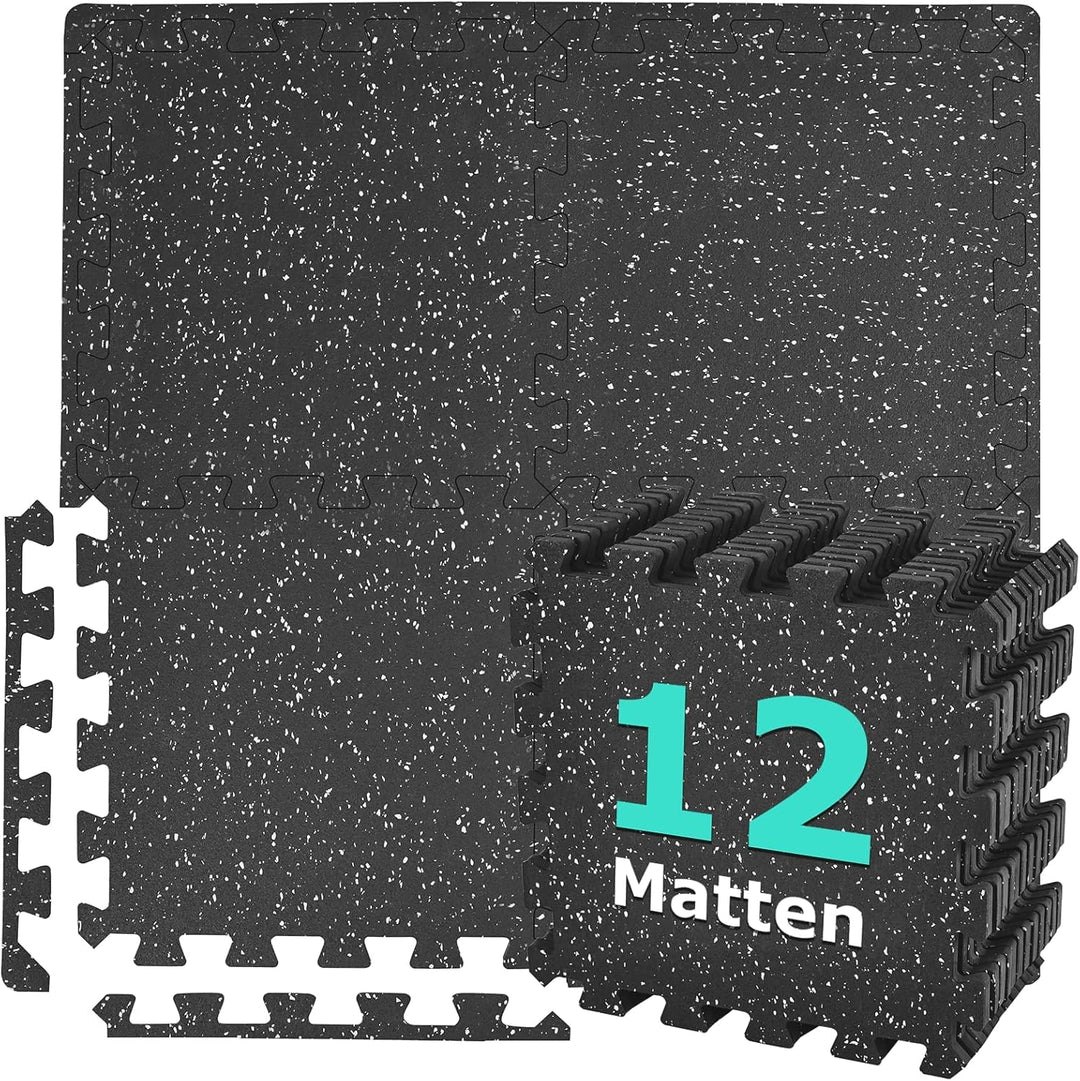 Bodenschutzmatte Fitness[31x31cm], 12 Puzzlematte, Extra Dicke Robuste Gummierte, Für Fitnessstudio