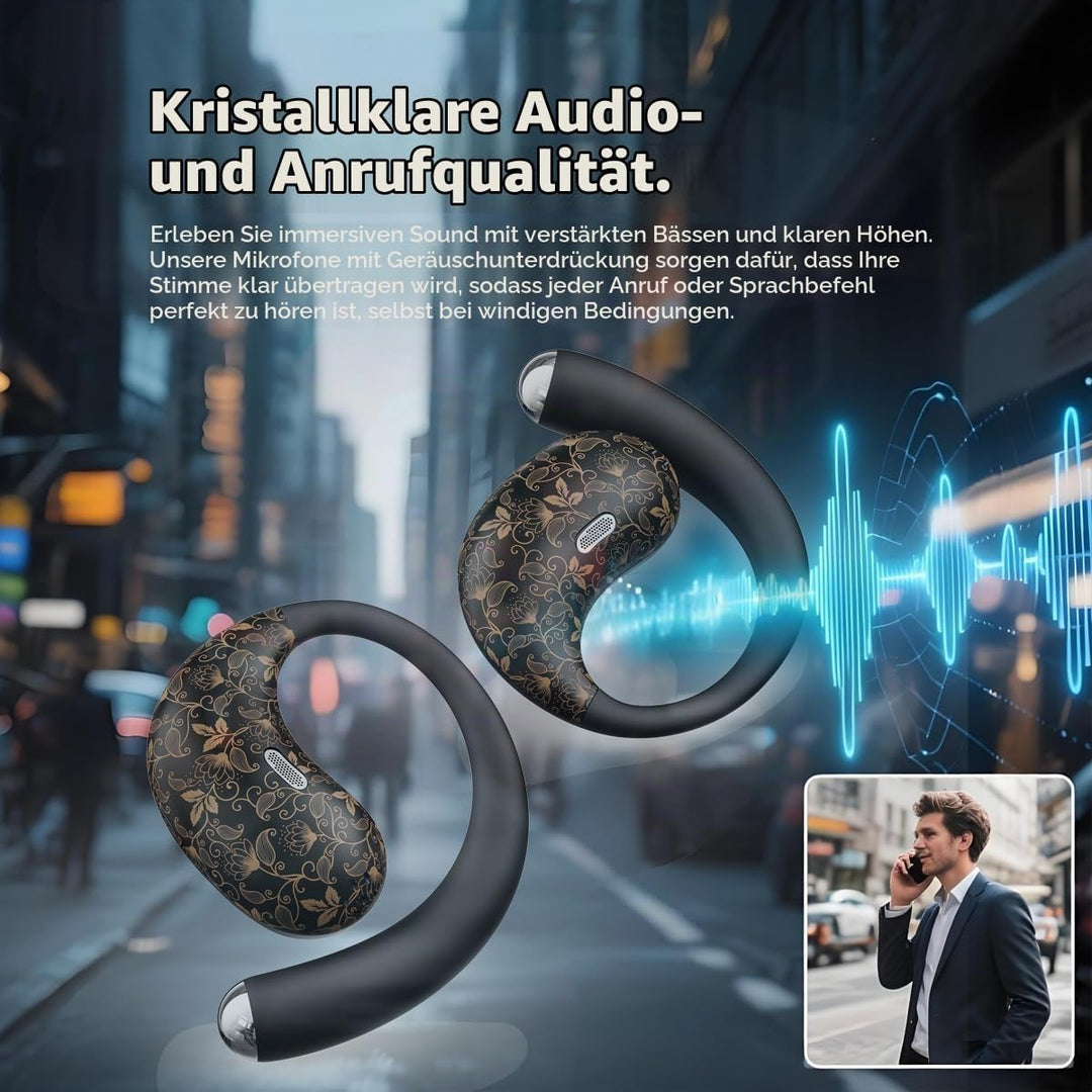 Sport Kopfhörer Open Ear, 36 Stunden Wiedergabezeit Bluetooth 6.0 Kabellos, Fitness Kopfhörer mit Mi