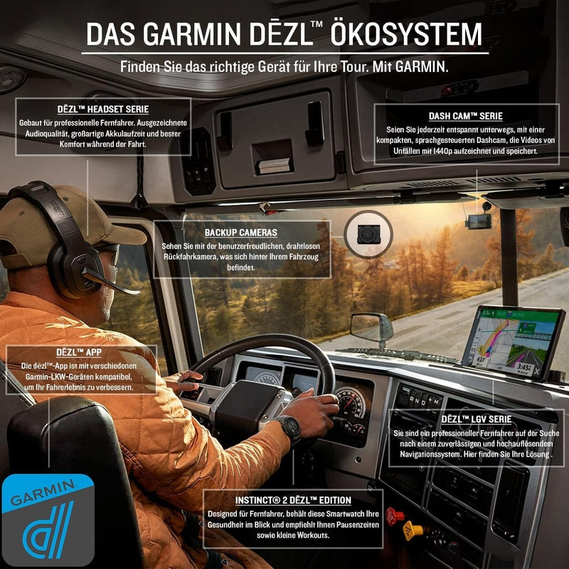 Garmin dēzl LGV 1010 MT-D EU – LKW-Navigationsgerät mit 8“ (20,3 cm) Farbdisplay, vorinstallierten E